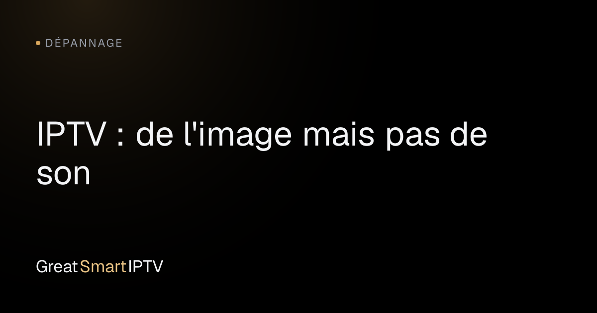 Dépannage — IPTV : de l'image mais pas de son